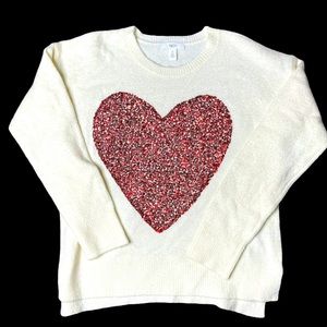 1901 sequin heart sweater size L 10/12 NWOT